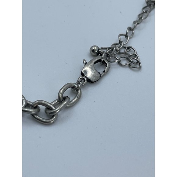 Faux Turquoise Chunky Necklace Costume Silver Estate - Picture 4 of 4